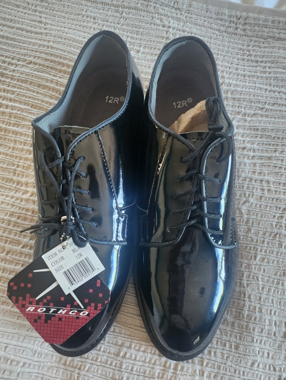 Rothco Black Hi Gloss Oxford Shoes Size 12R